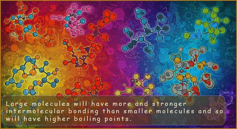 Large molecules have more and stronger intermolcular bonding than smaller molecules.